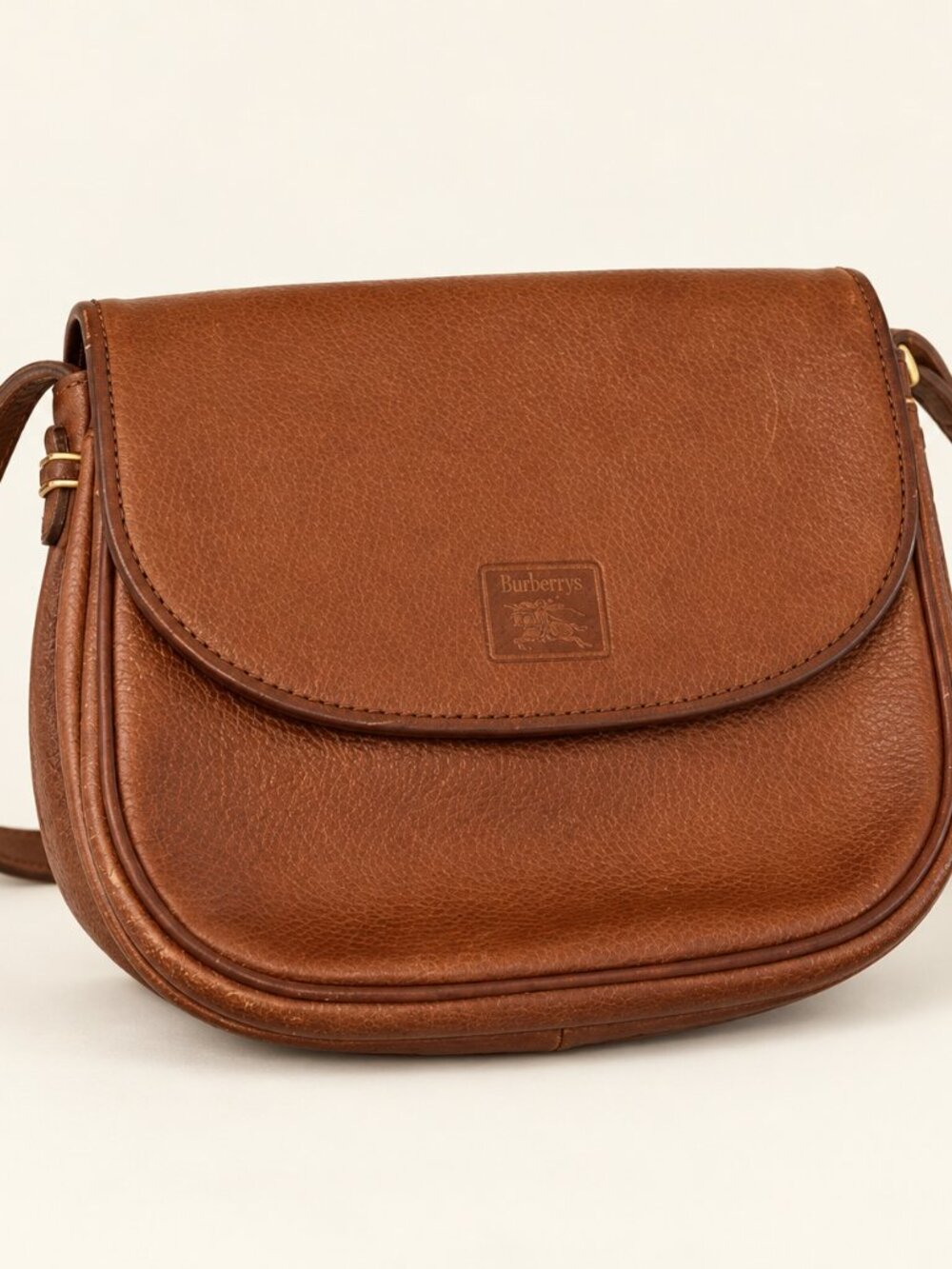 Vintage Burberrys Brown Leather Saddle Crossbody Bag 0878